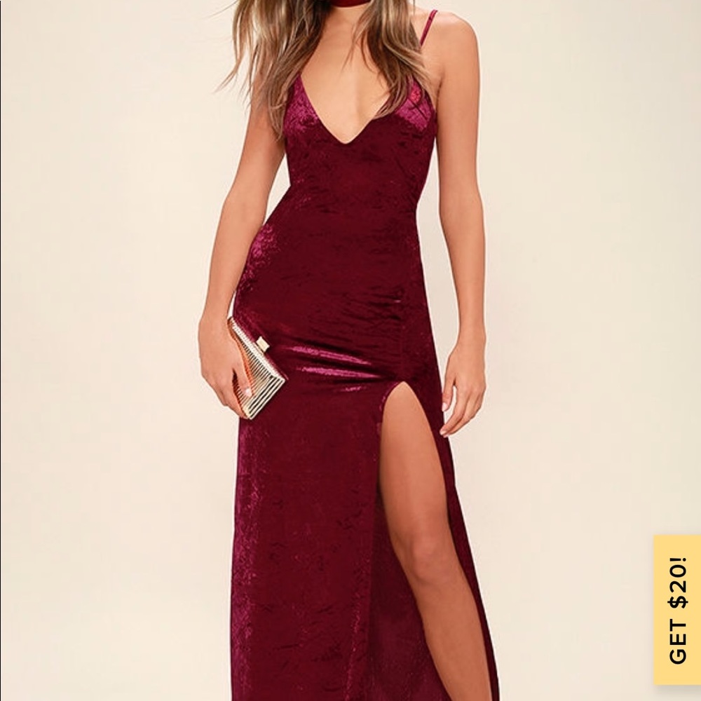 Nobody But You Velvet Maxi Dress Burgundy